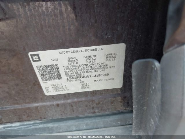 1GNERGKW7LJ180959 Chevrolet Traverse Fwd Lt Cloth