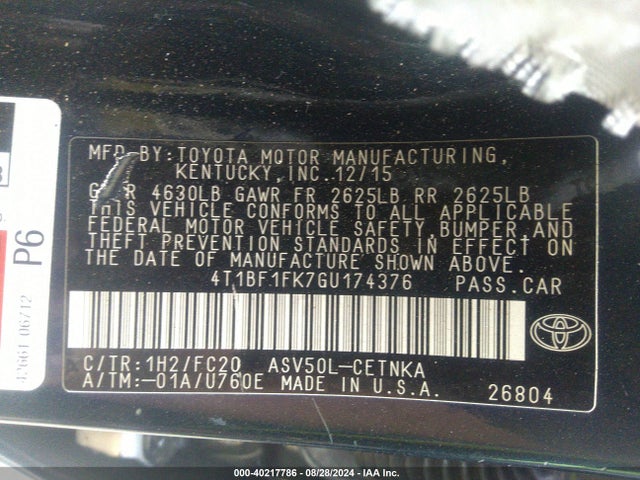 4T1BF1FK7GU174376 Toyota CAMRY LE