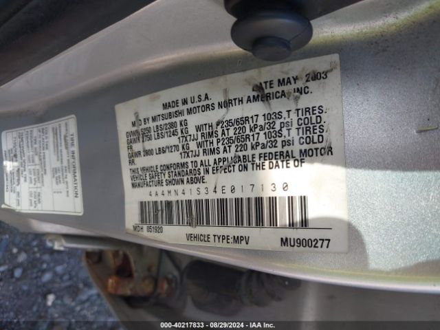 2004 MITSUBISHI ENDEAVOR 4A4MN41S34E017130 Photo 8