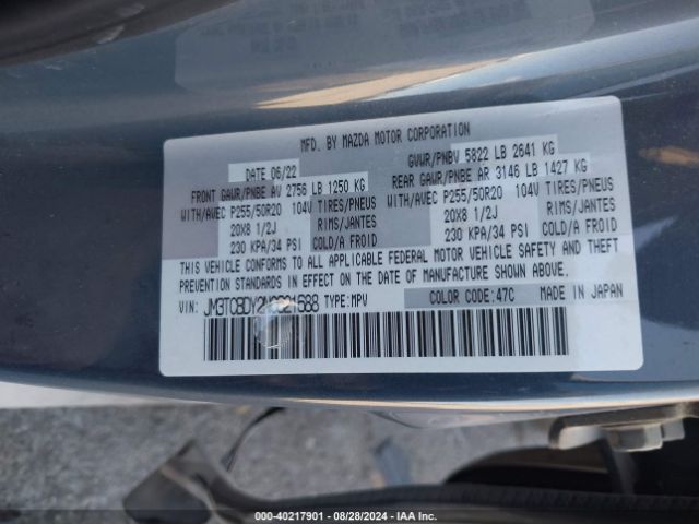 JM3TCBDY2N0621688 Mazda Cx-9 Carbon Edition