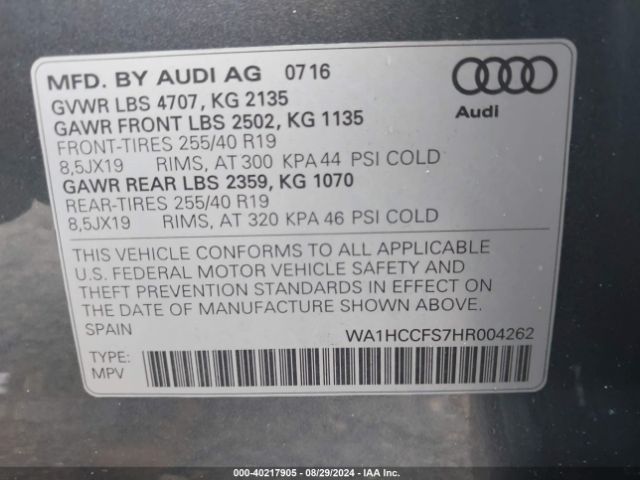 WA1HCCFS7HR004262 Audi Q3 2.0t Premium