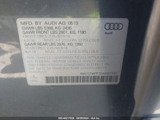 2013 AUDI Q5 WA1CFAFP1DA097323 Photo 8
