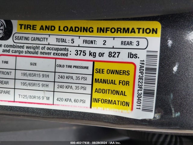 Ford FOCUS S 2015 1FADP3E23FL304011 Image 9