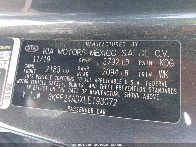 KIA Forte Lxs 2020 3KPF24ADXLE193072 Image 9