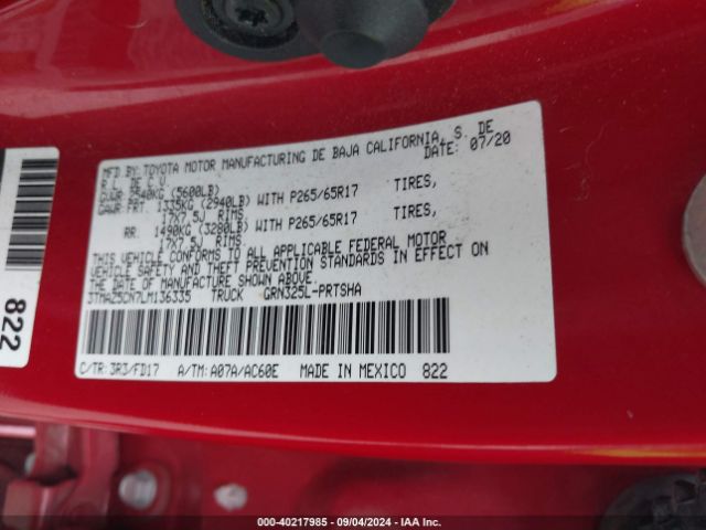 3TMAZ5CN7LM136335 Toyota Tacoma Trd Sport