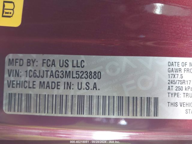 1C6JJTAG3ML523880 Jeep Gladiator Sport S 4x4
