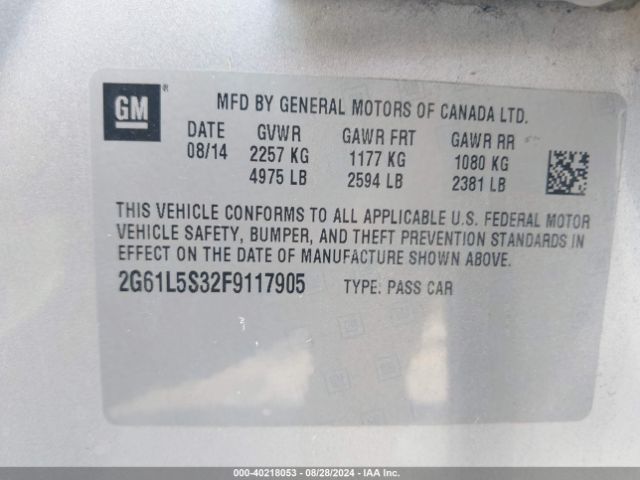 2G61L5S32F9117905 Cadillac Xts Standard