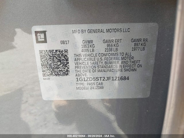 Chevrolet MALIBU LT 2018 1G1ZD5ST2JF121684 Image 9