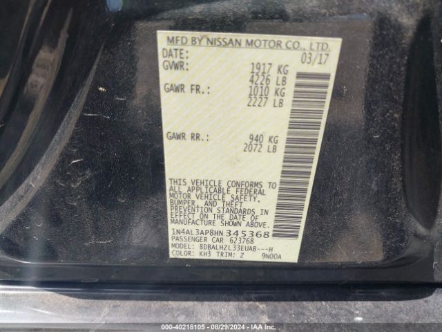 1N4AL3AP8HN345368 Nissan Altima 2.5 Sr