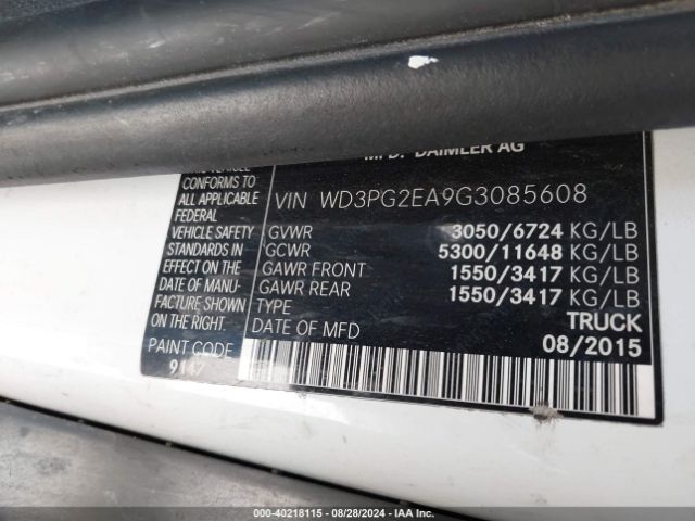 2016 MERCEDES-BENZ METRIS WD3PG2EA9G3085608 Photo 8