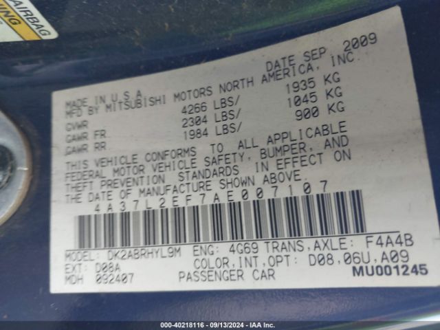 2010 MITSUBISHI ECLIPSE SPYDER 4A37L2EF7AE007107 Photo 8