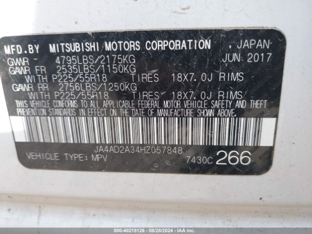 JA4AD2A34HZ057848 Mitsubishi Outlander Es