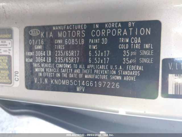 KNDMB5C14G6197226 KIA SEDONA LX