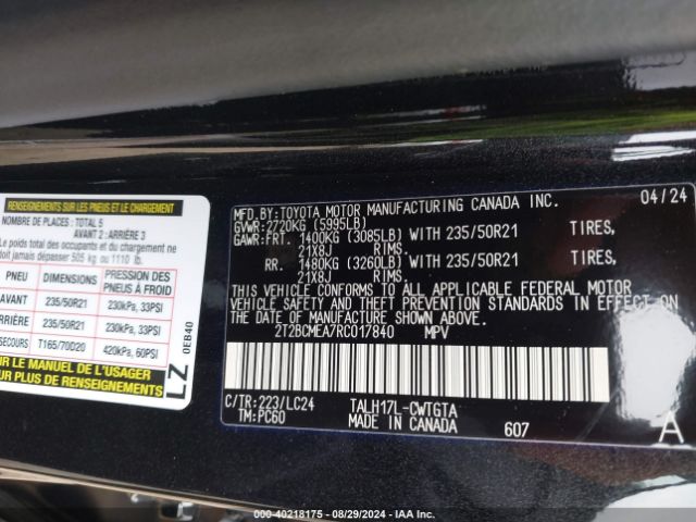 2T2BCMEA7RC017840 Lexus Rx 500h F Sport Performance