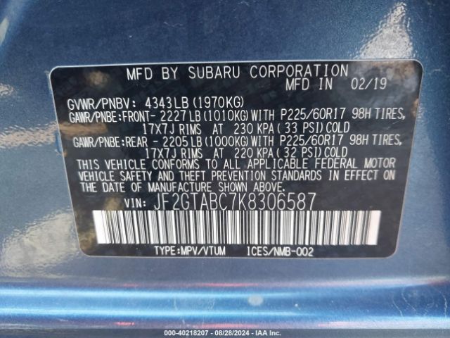JF2GTABC7K8306587 Subaru Crosstrek 2.0i