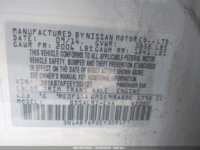 3N1AB7AP2EY308127 Nissan SENTRA SR