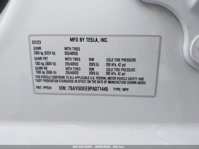 2023 TESLA MODEL Y 7SAYGDEE9PA071445 Photo 8