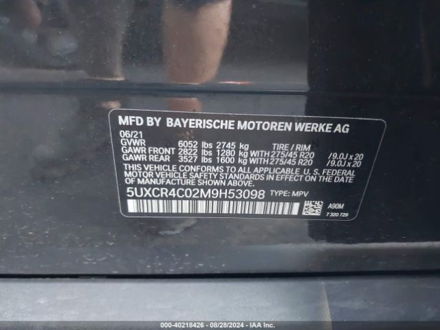 5UXCR4C02M9H53098 BMW X5 Sdrive40i