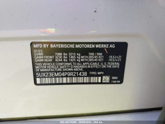 5UX23EM04P9R21438 BMW X7 Xdrive40i