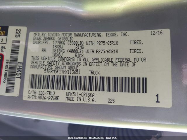 5TFRM5F17HX113651 Toyota Tundra Sr5 4.6l V8