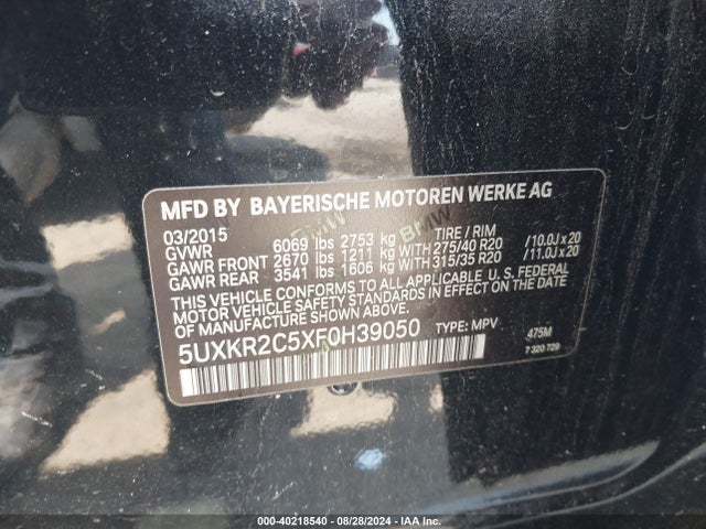 5UXKR2C5XF0H39050 BMW X5 Sdrive35i