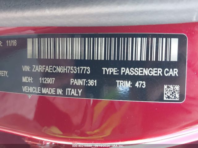 ZARFAECN6H7531773 Alfa Romeo Giulia Ti Rwd