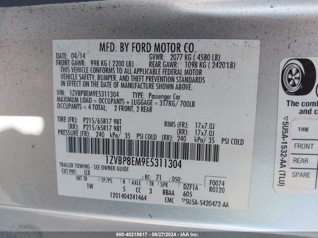 Ford Mustang V6 2014 1ZVBP8EM9E5311304 Image 9