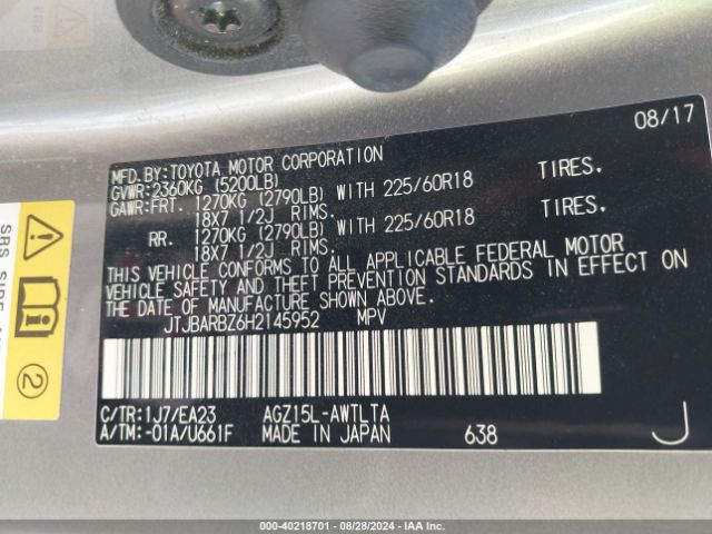 JTJBARBZ6H2145952 Lexus NX 200T