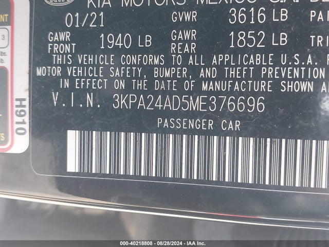 KIA RIO S 2021 3KPA24AD5ME376696 Image 9