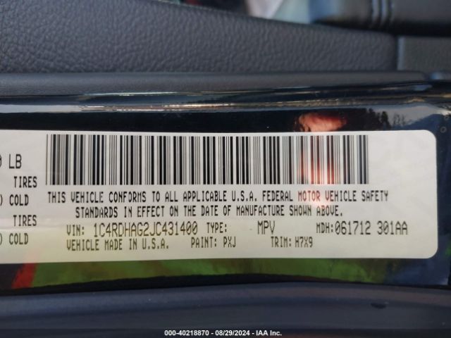 1C4RDHAG2JC431400 Dodge Durango Sxt Rwd