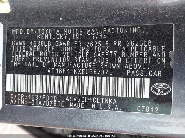 Toyota CAMRY LE 2014 4T1BF1FKXEU382376 Image 9