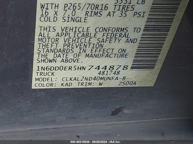 Nissan Frontier Sv 2017 1N6DD0ER5HN744878 Image 9