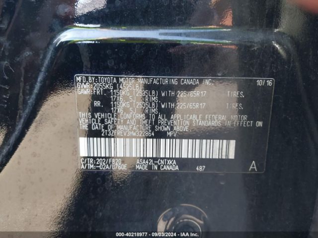 2T3ZFREV3HW322864 Toyota RAV4 LE
