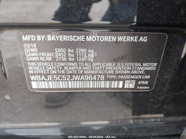 WBAJE5C52JWA96478 BMW 540I