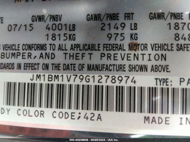 JM1BM1V79G1278974 Mazda Mazda3 I Touring