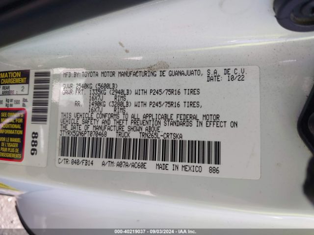 3TYRX5GN6PT070468 Toyota Tacoma Sr