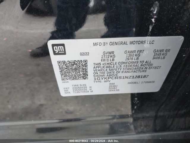 1GYKPCRS1NZ128187 Cadillac Xt6 Fwd Premium Luxury