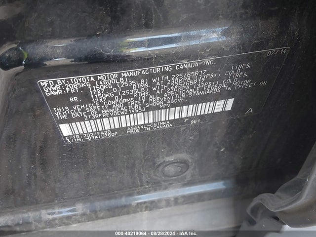 Toyota Rav4 Xle 2014 2T3RFREV0EW214553 Image 9