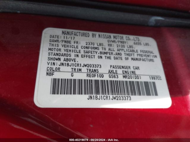 JN1BJ1CR1JW203373 Nissan Rogue Sport Sv