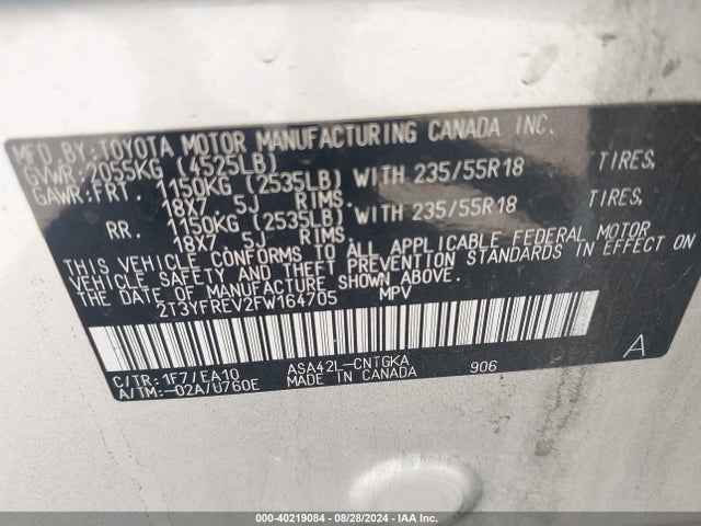 Toyota Rav4 Limited 2015 2T3YFREV2FW164705 Image 9