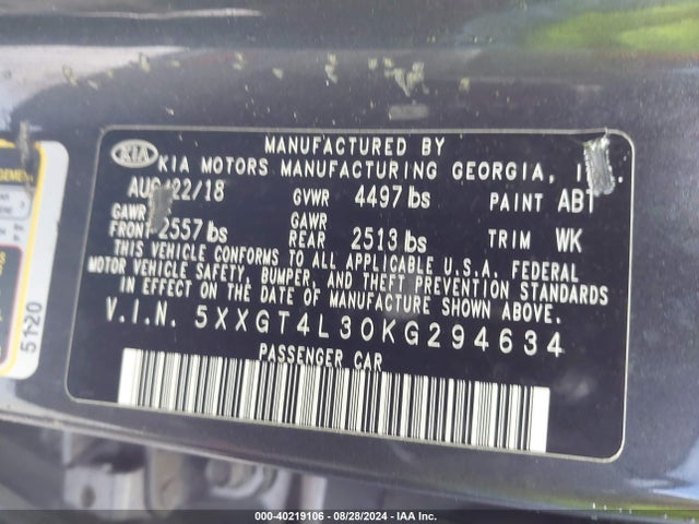 KIA Optima Lx 2019 5XXGT4L30KG294634 Image 9