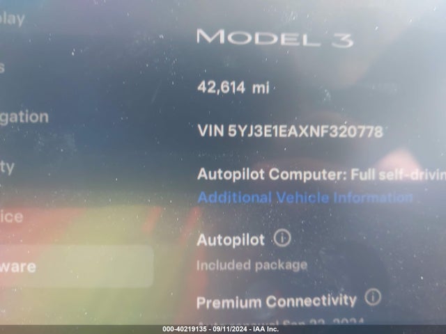 2022 TESLA MODEL 3 5YJ3E1EAXNF320778 Photo 8