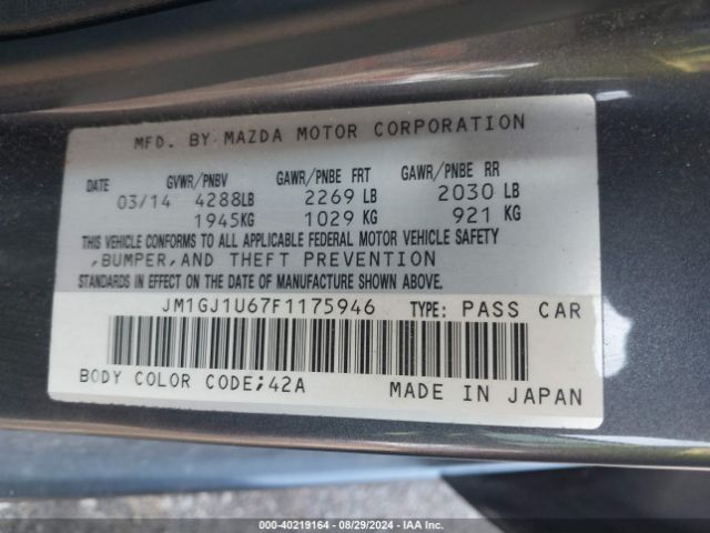 JM1GJ1U67F1175946 Mazda Mazda6 I Sport