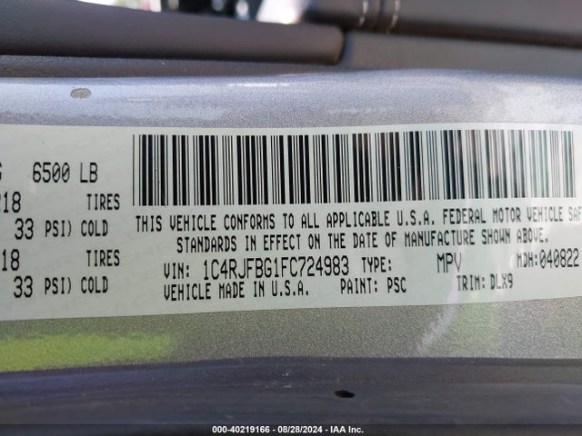 Jeep Grand Cherokee Limited 2015 1C4RJFBG1FC724983 Image 9