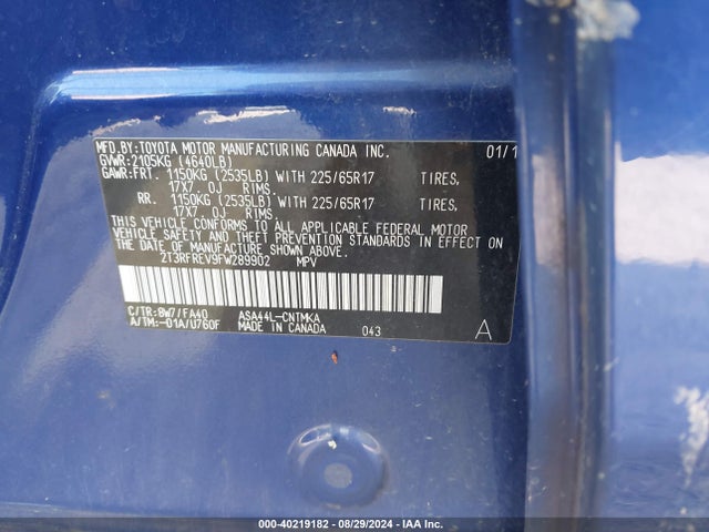 Toyota Rav4 Xle 2015 2T3RFREV9FW289902 Image 9