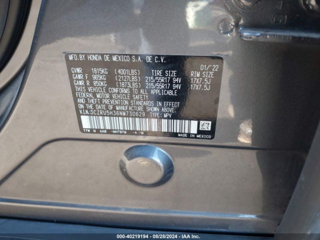 3CZRU5H36NM730629 Honda Hr-v 2wd Lx