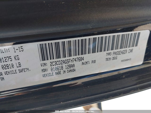 Dodge Challenger Sxt 2015 2C3CDZAG5FH747684 Image 9