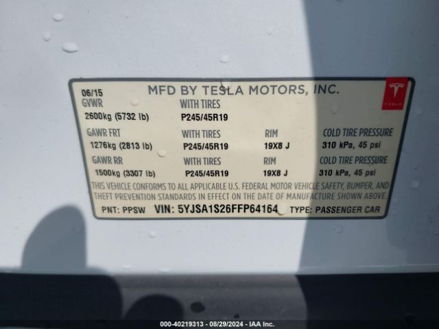 5YJSA1S26FFP64164 Tesla Model S 70d/85d/p85d