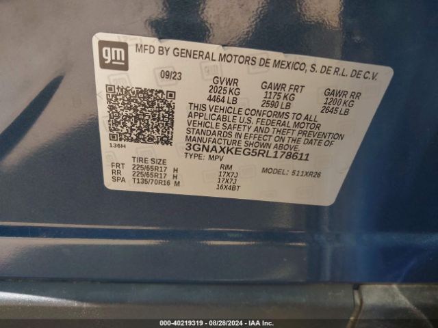 3GNAXKEG5RL178611 Chevrolet Equinox Fwd Lt