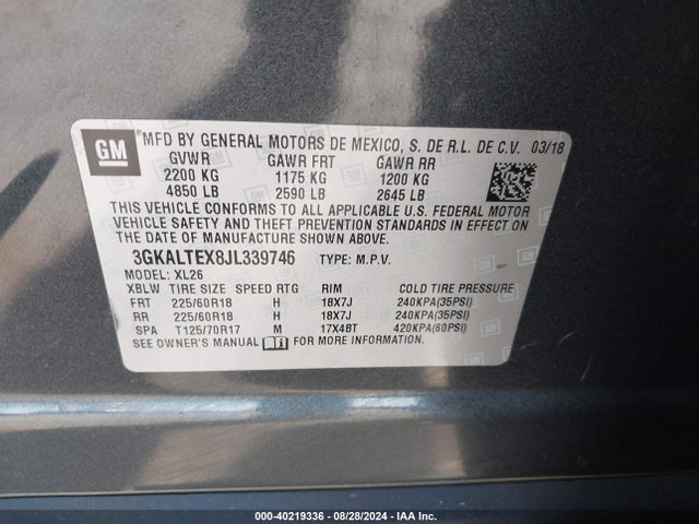 3GKALTEX8JL339746 GMC Terrain Sle